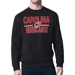 NHL Black Carolina Hurricanes Starter Mesh Look Team Name Logo Pullover Sweatshirt