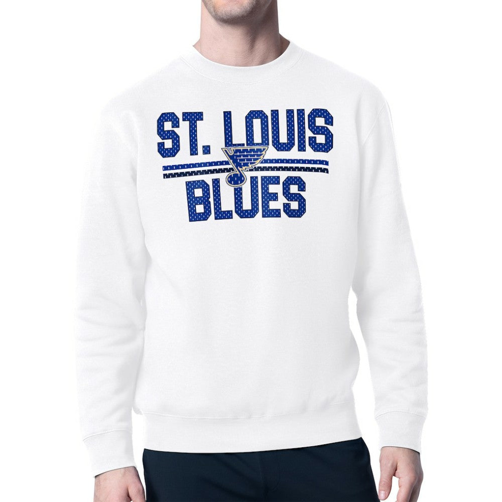 NHL White St. Louis Blues Starter Mesh Look Team Name Logo Pullover Sweatshirt