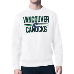 NHL White Vancouver Canucks Starter Mesh Look Team Name Logo Pullover Sweatshirt