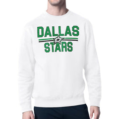 NHL White Dallas Stars Starter Mesh Look Team Name Logo Pullover Sweatshirt