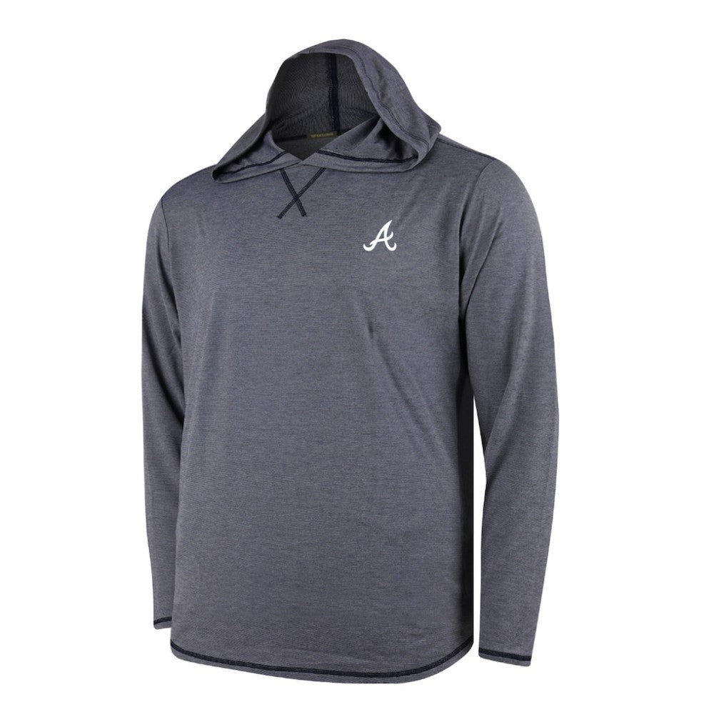 MLB Atlanta Braves Butter Stripe Tri-Blend Long Sleeve Hoodie T-Shirt - Navy