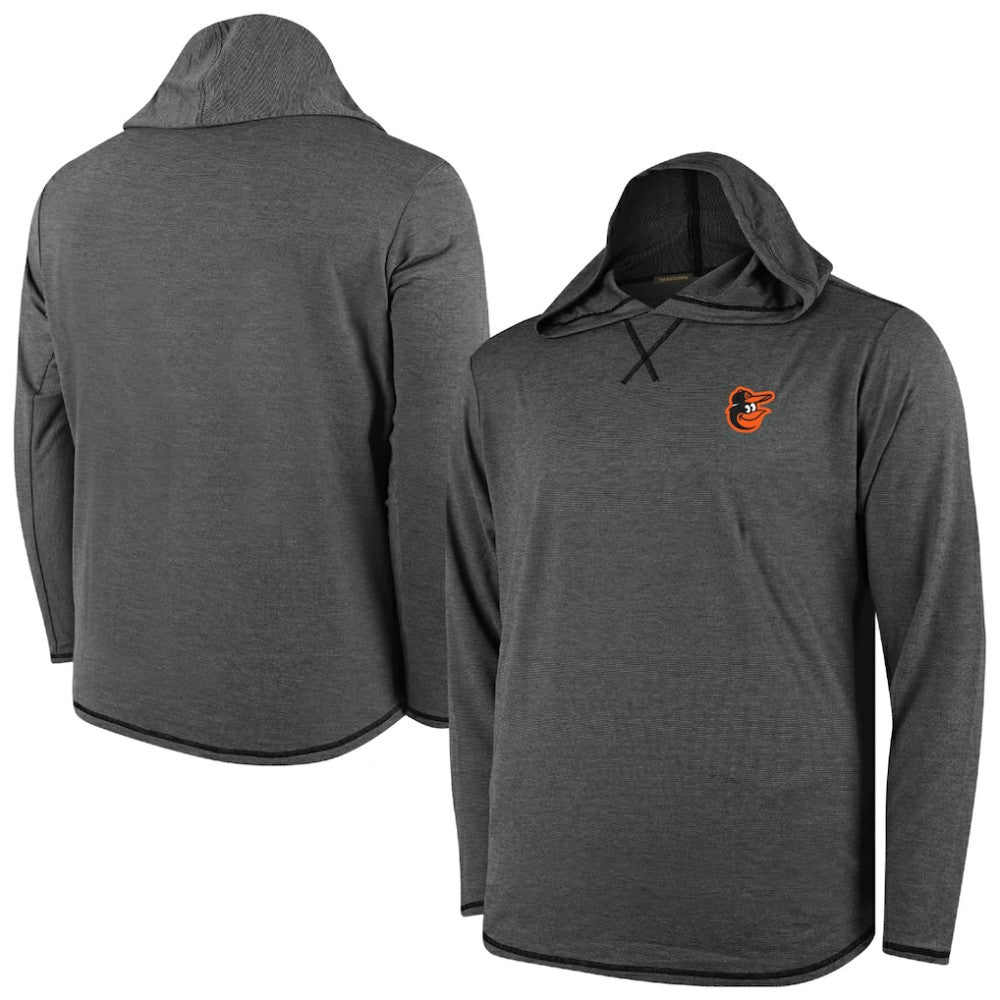 MLB Baltimore Orioles Butter Stripe Tri-Blend Long Sleeve Hoodie T-Shirt - Black
