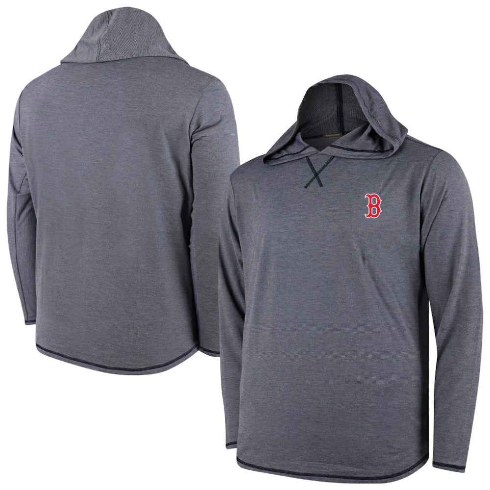 MLB Boston Red Sox Butter Stripe Tri-Blend Long Sleeve Hoodie T-Shirt - Navy