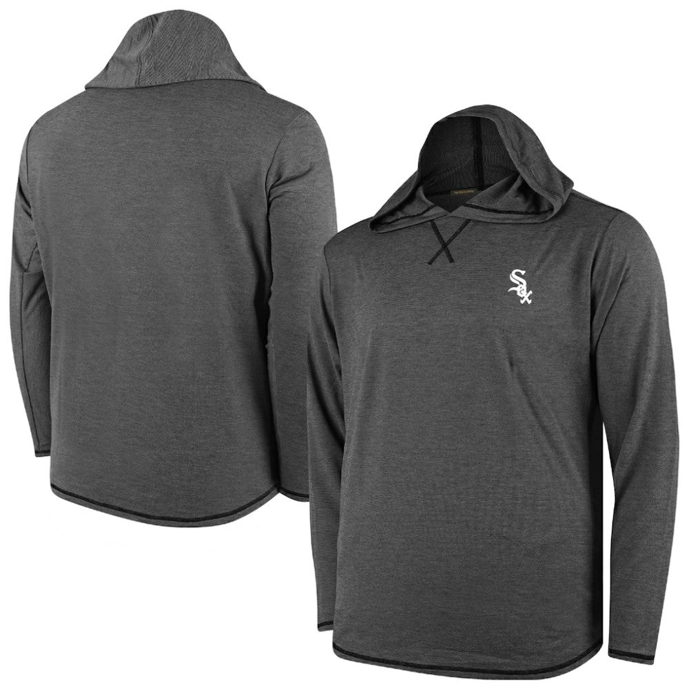 MLB Chicago White Sox Butter Stripe Tri-Blend Long Sleeve Hoodie T-Shirt - Black