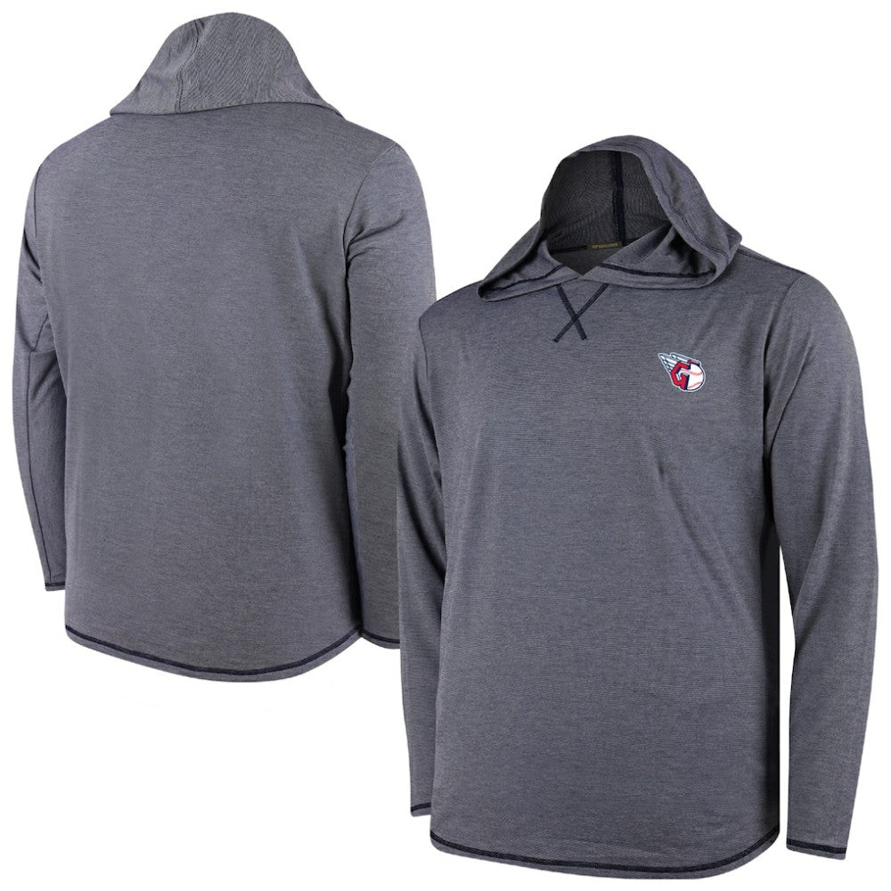 MLB Cleveland Guardians Butter Stripe Tri-Blend Long Sleeve Hoodie T-Shirt - Navy