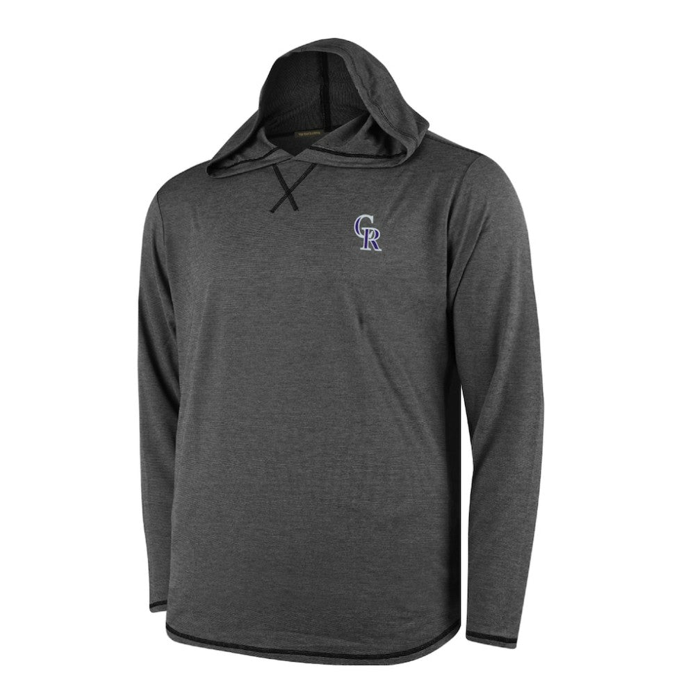 MLB Colorado Rockies Butter Stripe Tri-Blend Long Sleeve Hoodie T-Shirt - Black