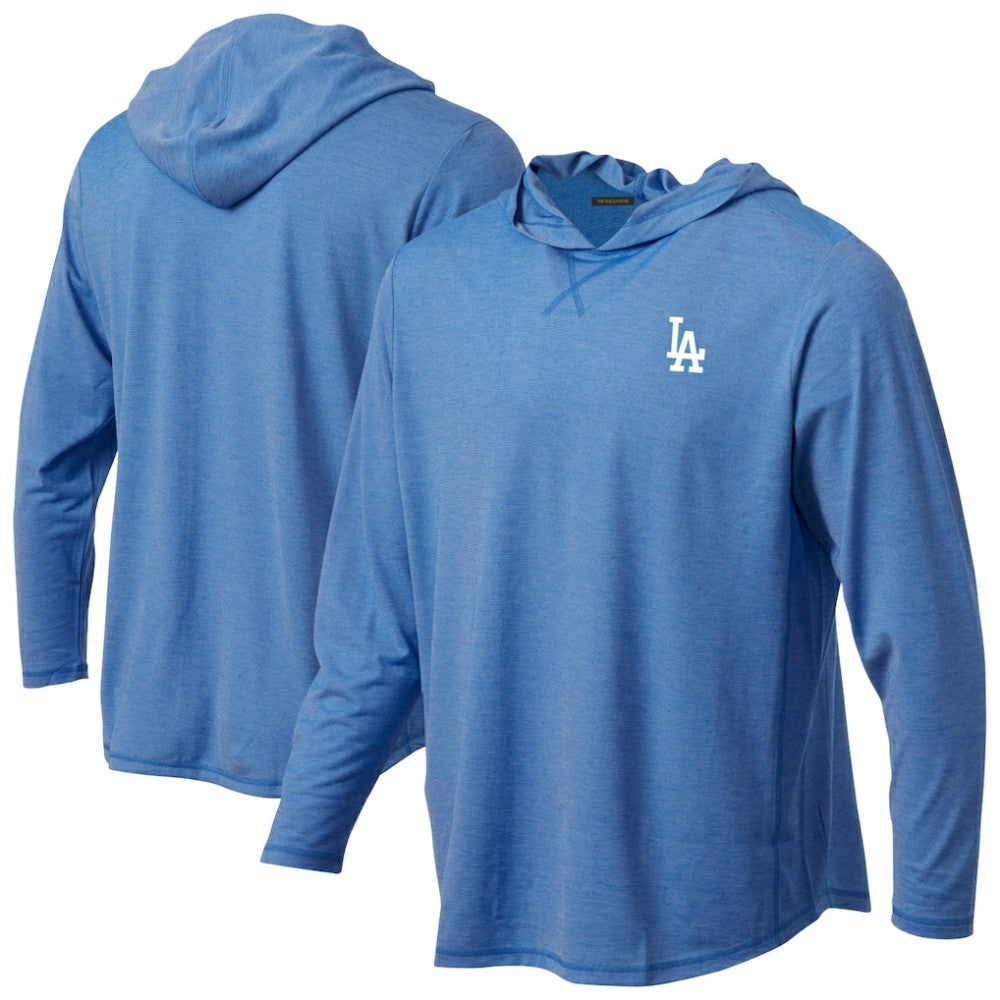 MLB Los Angeles Dodgers Butter Stripe Tri-Blend Long Sleeve Hoodie T-Shirt - Royal
