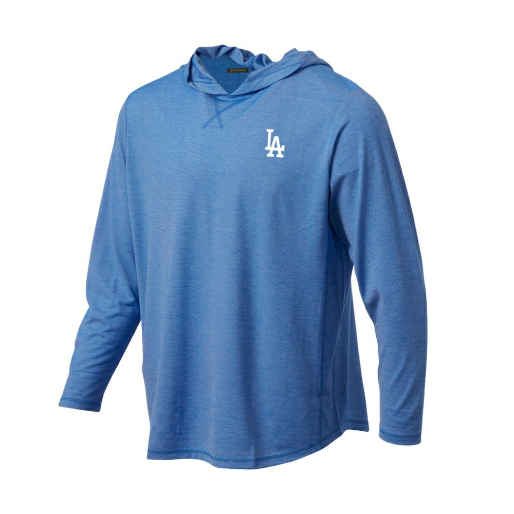 MLB Los Angeles Dodgers Butter Stripe Tri-Blend Long Sleeve Hoodie T-Shirt - Royal