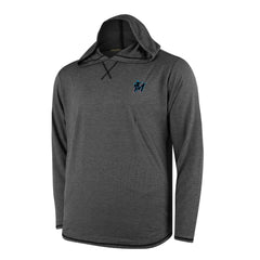 MLB Miami Marlins Butter Stripe Tri-Blend Long Sleeve Hoodie T-Shirt - Black