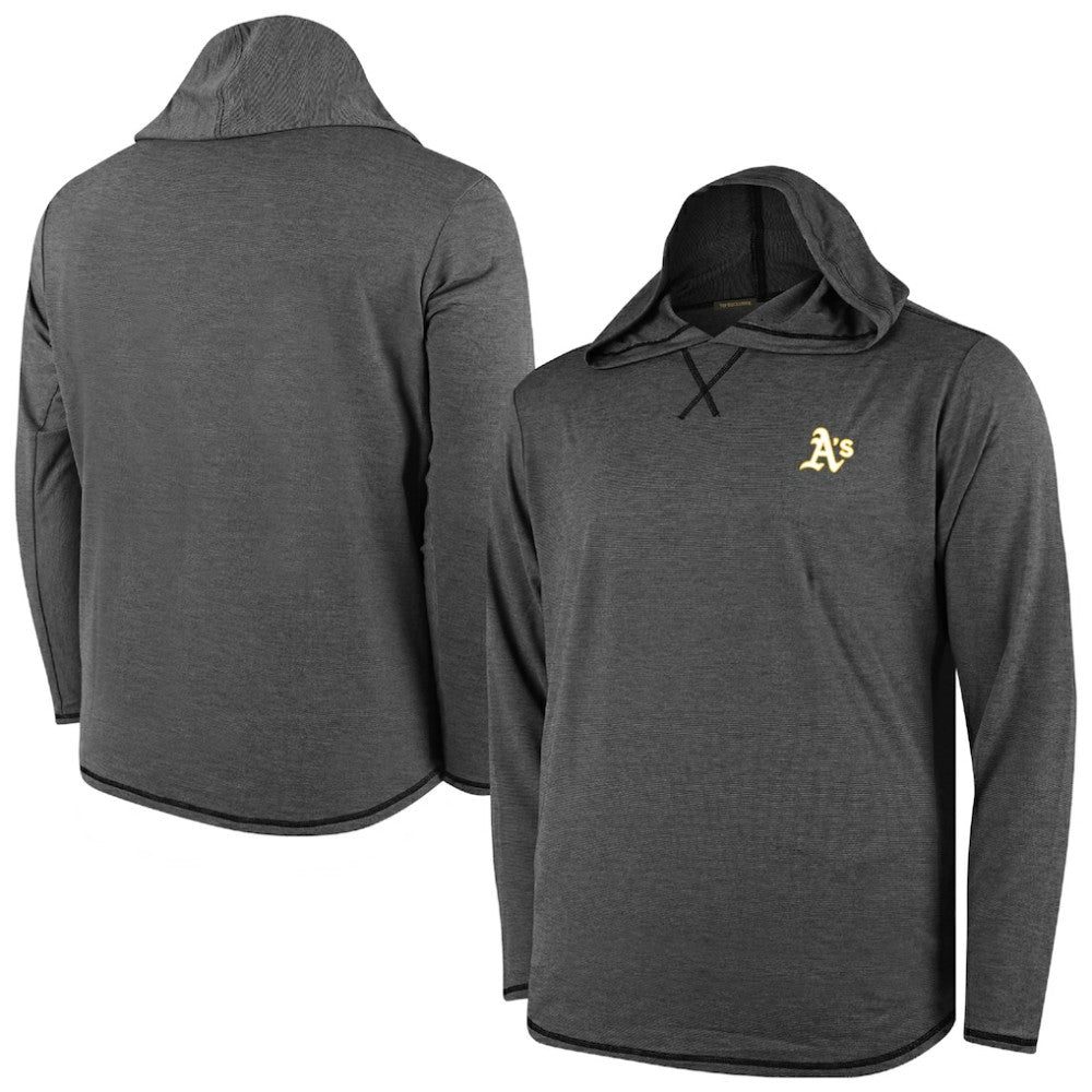 MLB Athletics Butter Stripe Tri-Blend Long Sleeve Hoodie T-Shirt - Black