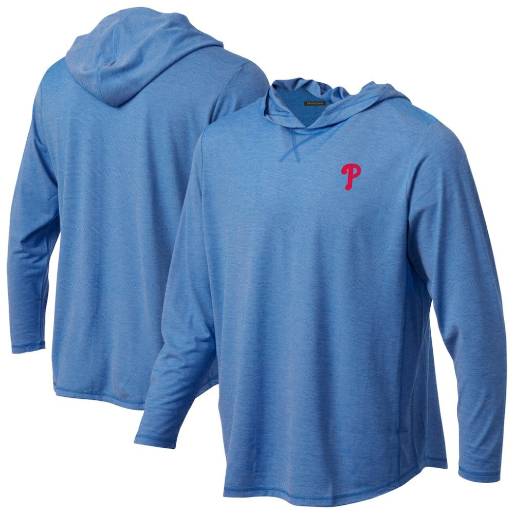MLB Philadelphia Phillies Butter Stripe Tri-Blend Long Sleeve Hoodie T-Shirt - Royal