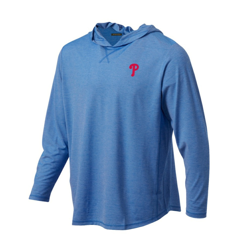 MLB Philadelphia Phillies Butter Stripe Tri-Blend Long Sleeve Hoodie T-Shirt - Royal