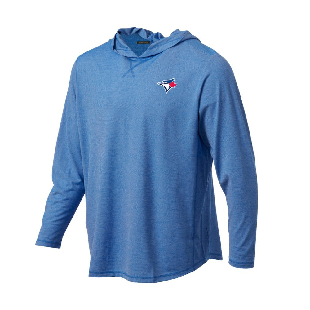 MLB Toronto Blue Jays Butter Stripe Tri-Blend Long Sleeve Hoodie T-Shirt - Royal