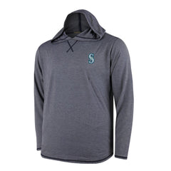 MLB Seattle Mariners Butter Stripe Tri-Blend Long Sleeve Hoodie T-Shirt - Navy