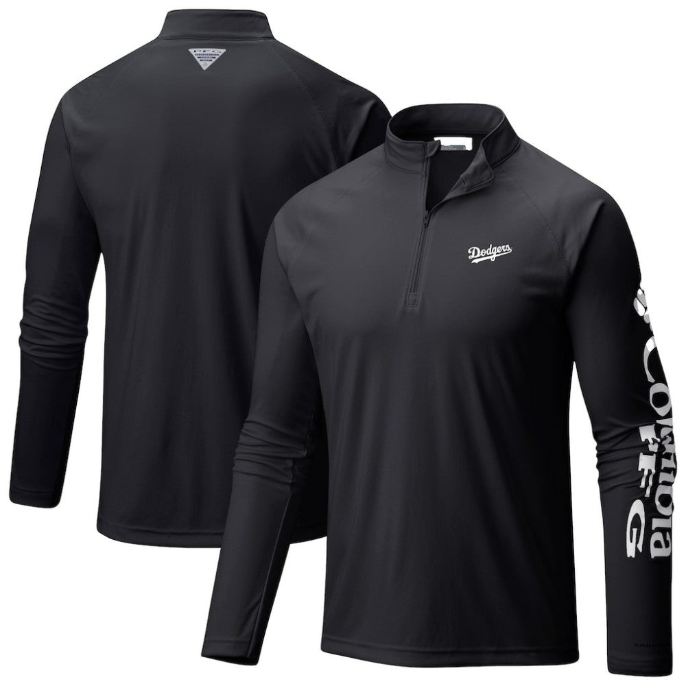MLB Los Angeles Dodgers Columbia Terminal Tackle Raglan Omni-Shade Quarter-Zip Pullover Top