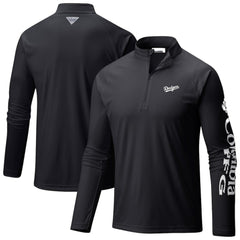 MLB Los Angeles Dodgers Columbia Terminal Tackle Raglan Omni-Shade Quarter-Zip Pullover Top