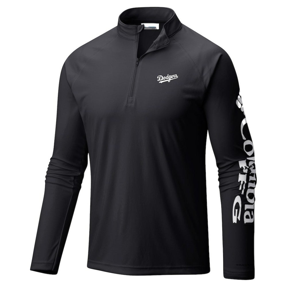 MLB Los Angeles Dodgers Columbia Terminal Tackle Raglan Omni-Shade Quarter-Zip Pullover Top