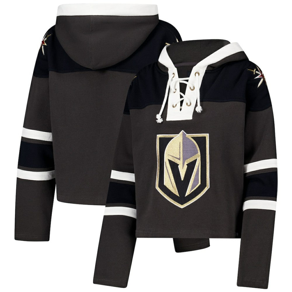 NHL Charcoal Vegas Golden Knights '47 Women's Cropped Superior Lacer Pullover Hoodie