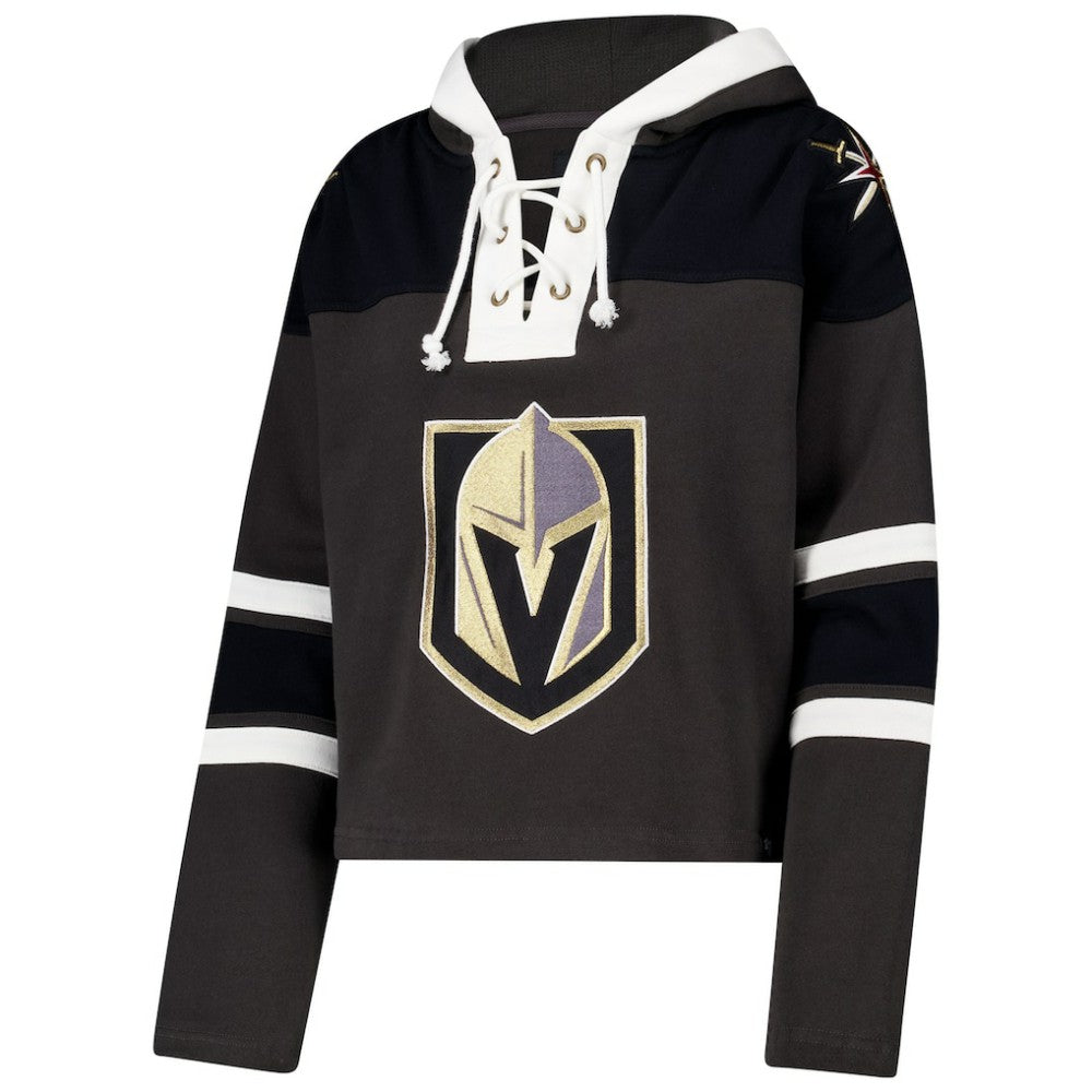 NHL Charcoal Vegas Golden Knights '47 Women's Cropped Superior Lacer Pullover Hoodie