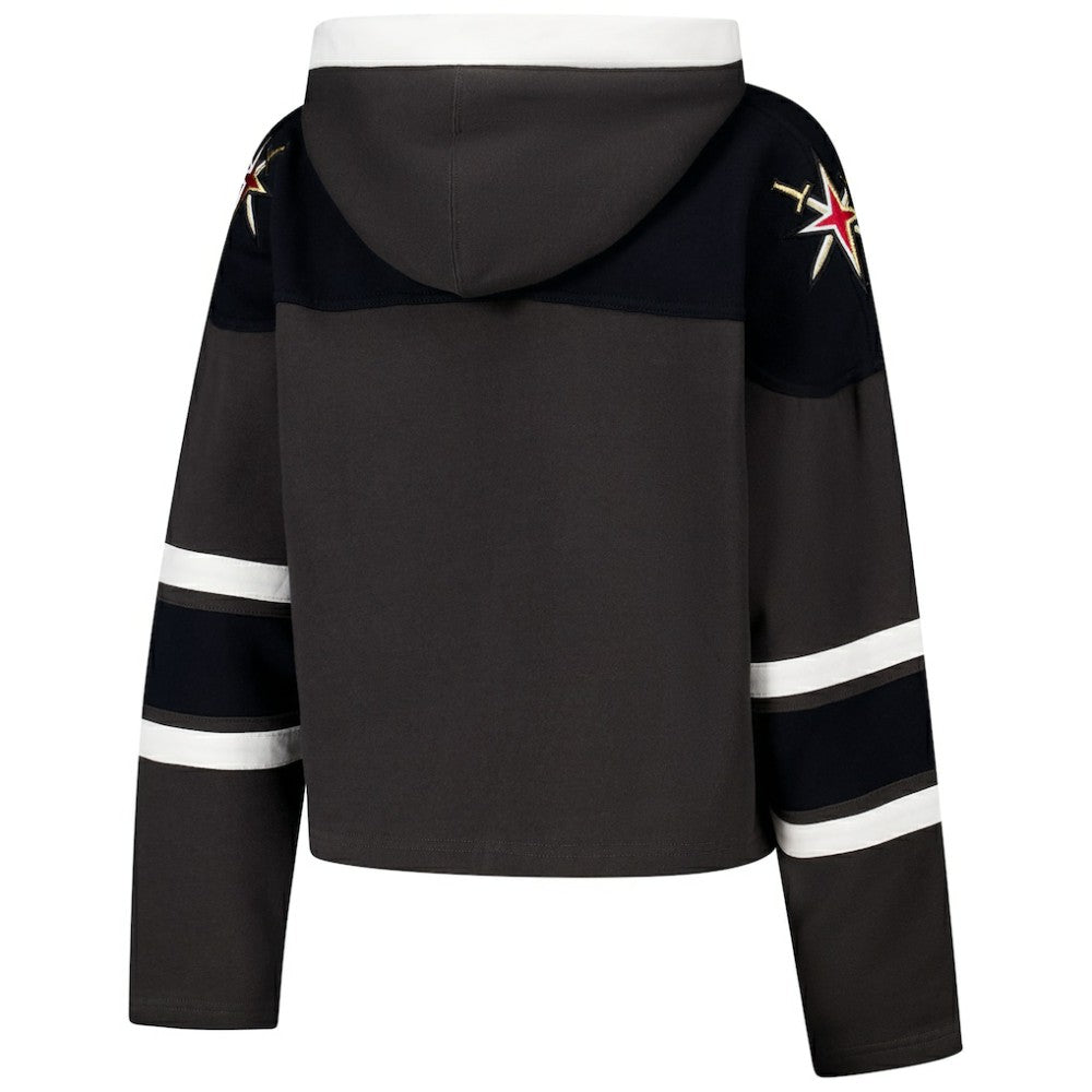 NHL Charcoal Vegas Golden Knights '47 Women's Cropped Superior Lacer Pullover Hoodie