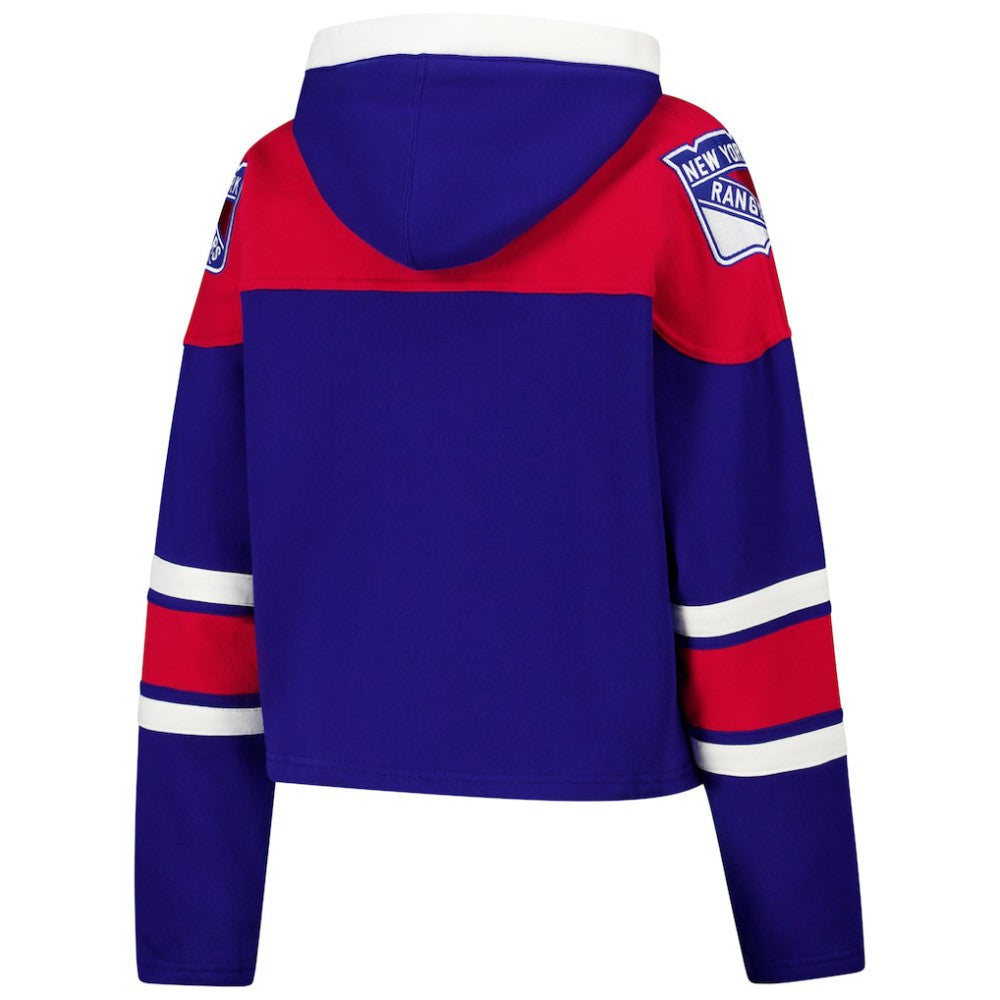 NHL Blue New York Rangers '47 Women's Cropped Superior Lacer Pullover Hoodie