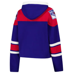 NHL Blue New York Rangers '47 Women's Cropped Superior Lacer Pullover Hoodie