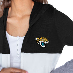 Gameday Couture Women's Tri-Blend Color Block Lightweight Cardigan Hoodie - Jacksonville Jaguars