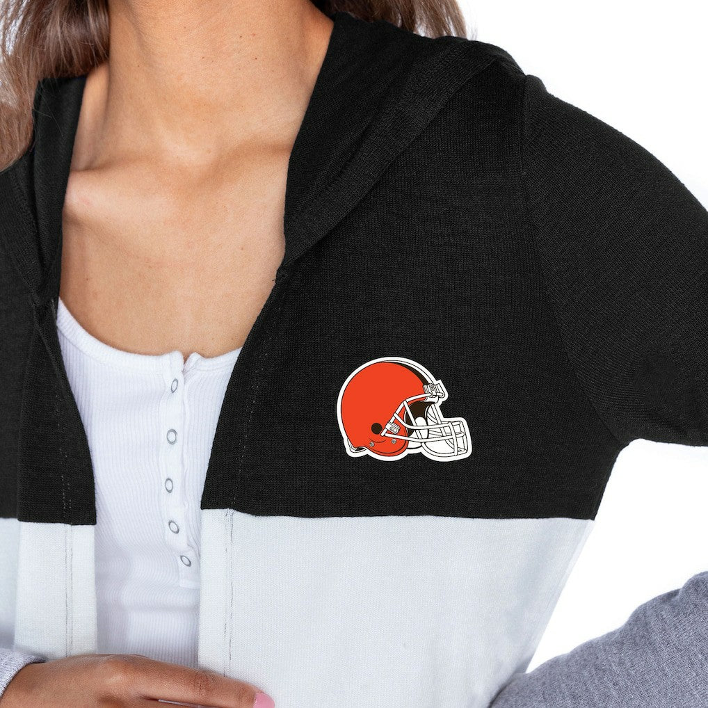 Gameday Couture Women's Tri-Blend Color Block Lightweight Cardigan Hoodie - Cleveland Browns