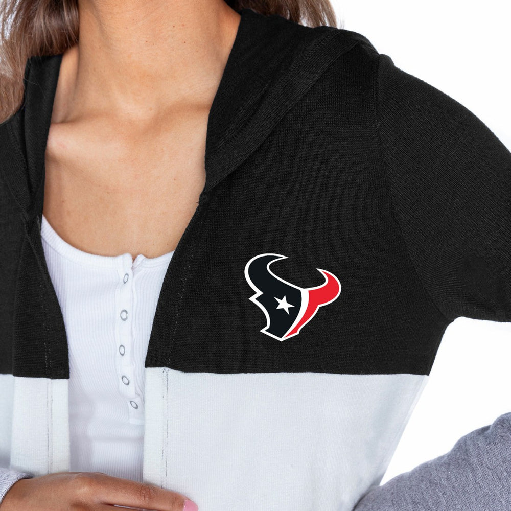 Gameday Couture Women's Tri-Blend Color Block Lightweight Cardigan Hoodie - Houston Texans