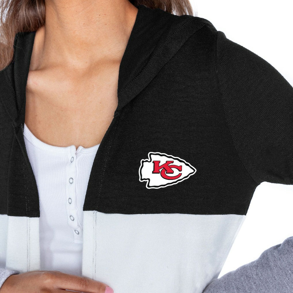 Gameday Couture Women's Tri-Blend Color Block Lightweight Cardigan Hoodie - Kansas City Chiefs