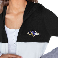 Gameday Couture Women's Tri-Blend Color Block Lightweight Cardigan Hoodie - Baltimore Ravens