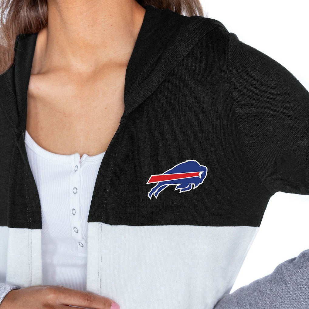 Gameday Couture Women's Tri-Blend Color Block Lightweight Cardigan Hoodie - Buffalo Bills