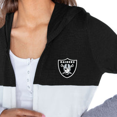 Gameday Couture Women's Tri-Blend Color Block Lightweight Cardigan Hoodie - Las Vegas Raiders