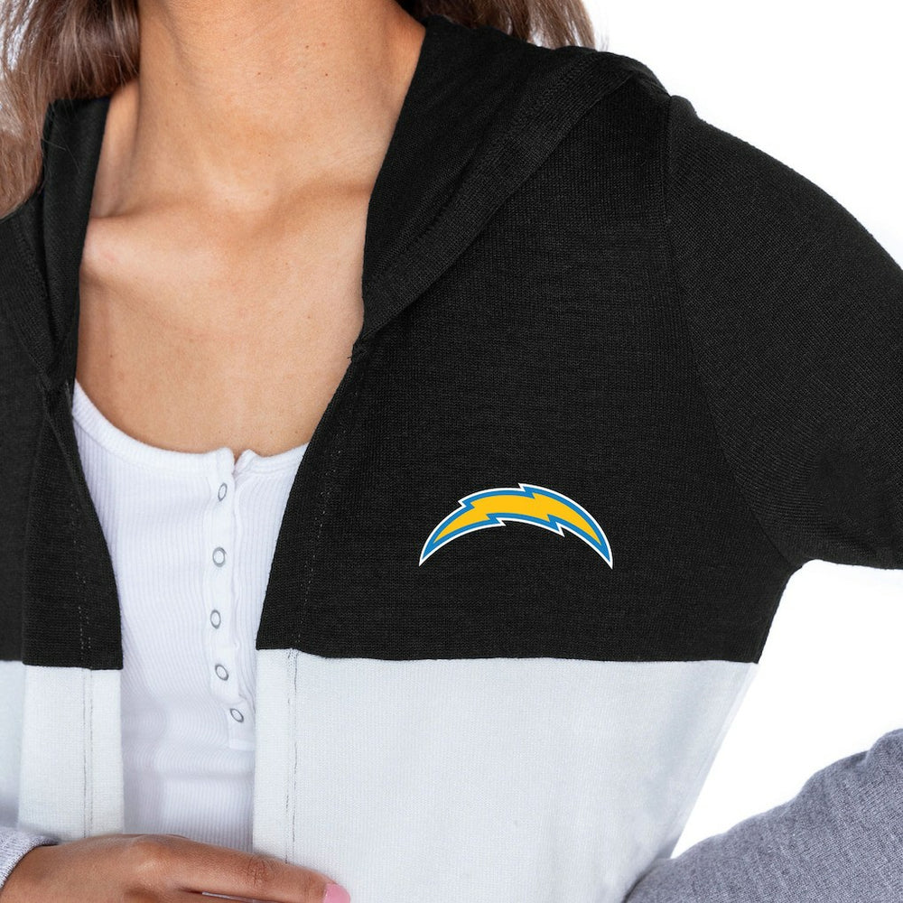 Gameday Couture Women's Tri-Blend Color Block Lightweight Cardigan Hoodie - Los Angeles Chargers