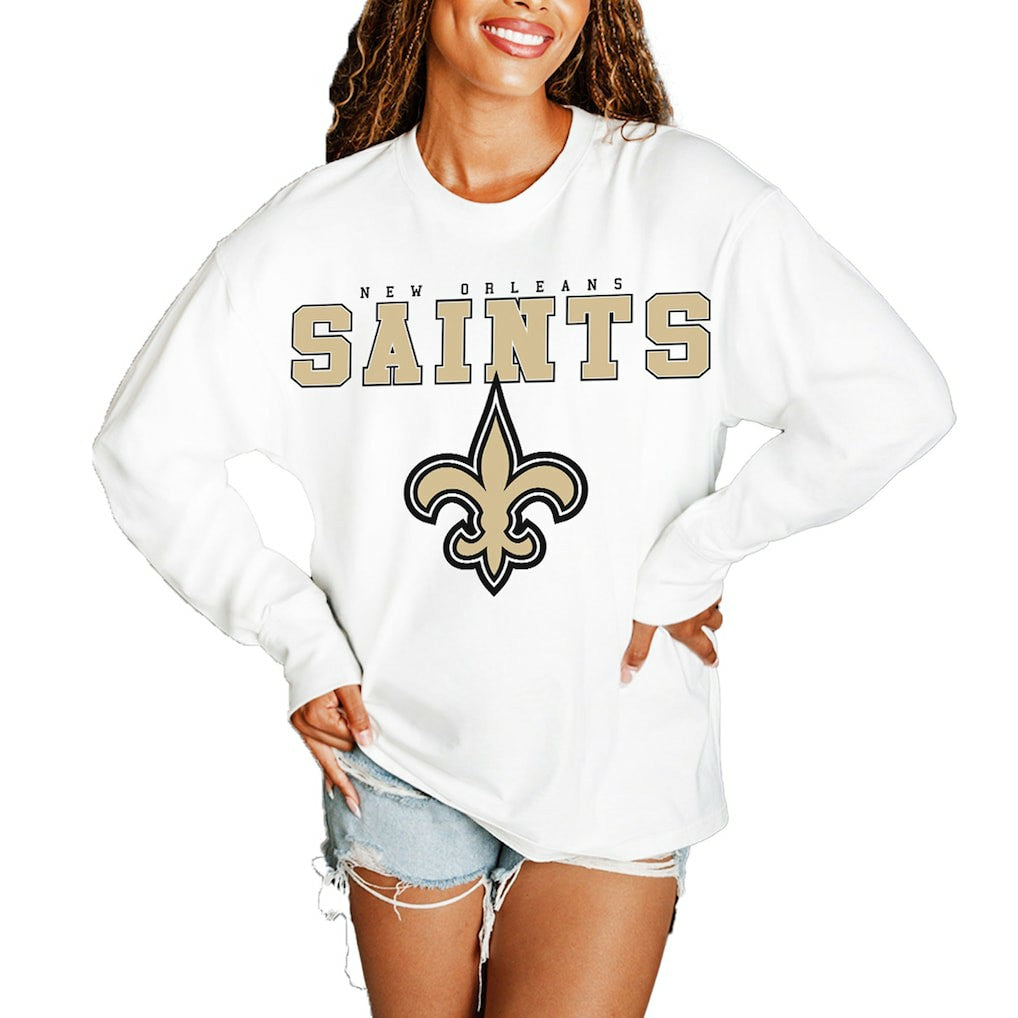 Gameday Couture Women's Big Goals Oversized Long Sleeve T-Shirt - New Orleans Saints
