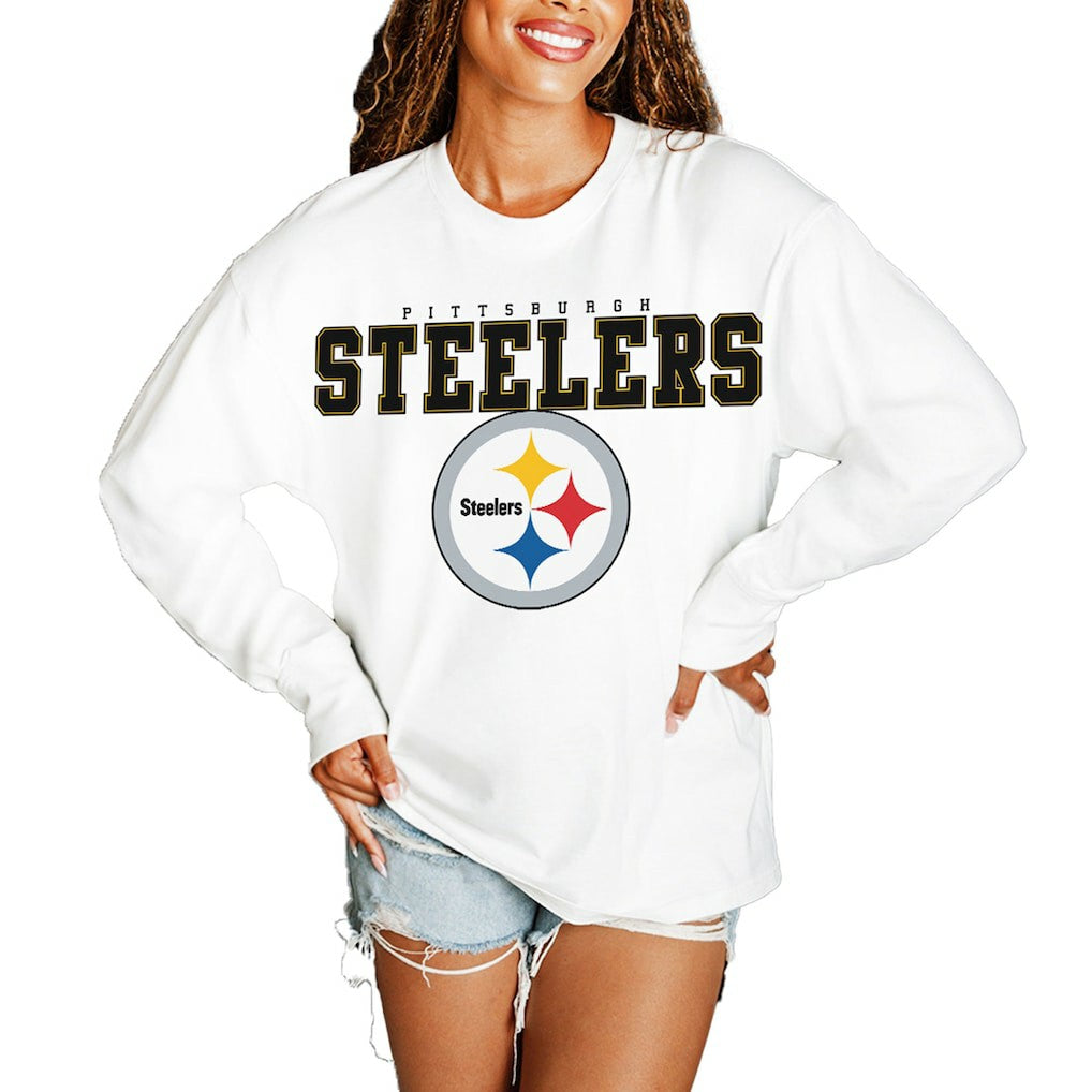 Gameday Couture Women's Big Goals Oversized Long Sleeve T-Shirt - Pittsburgh Steelers
