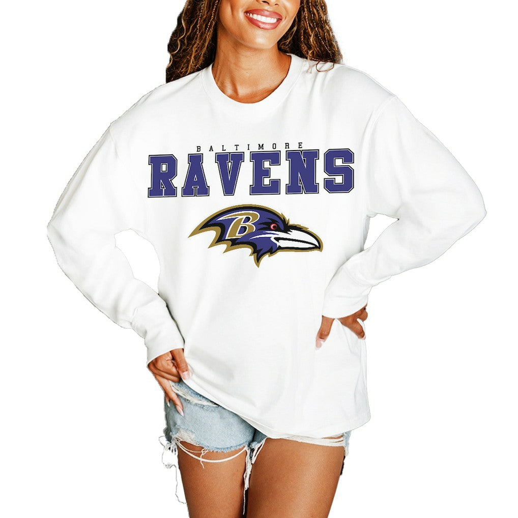 Gameday Couture Women's Big Goals Oversized Long Sleeve T-Shirt - Baltimore Ravens