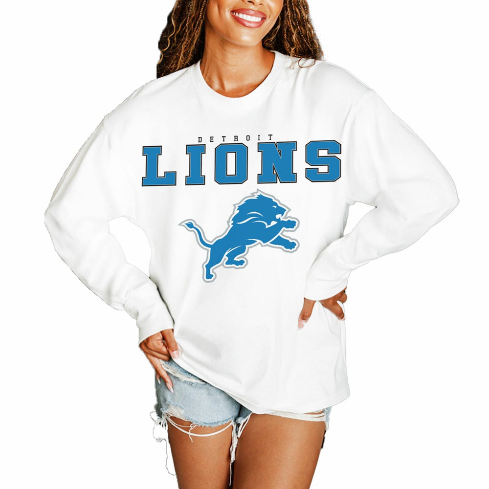 Gameday Couture Women's Big Goals Oversized Long Sleeve T-Shirt - Detroit Lions