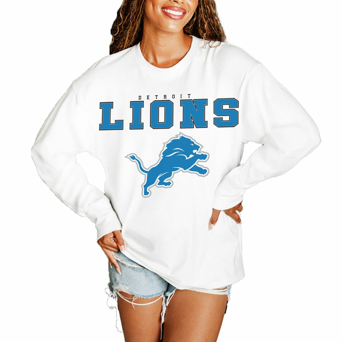 Gameday Couture Women's Big Goals Oversized Long Sleeve T-Shirt - Detroit Lions