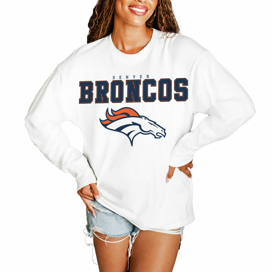 Gameday Couture Women's Big Goals Oversized Long Sleeve T-Shirt - Denver Broncos
