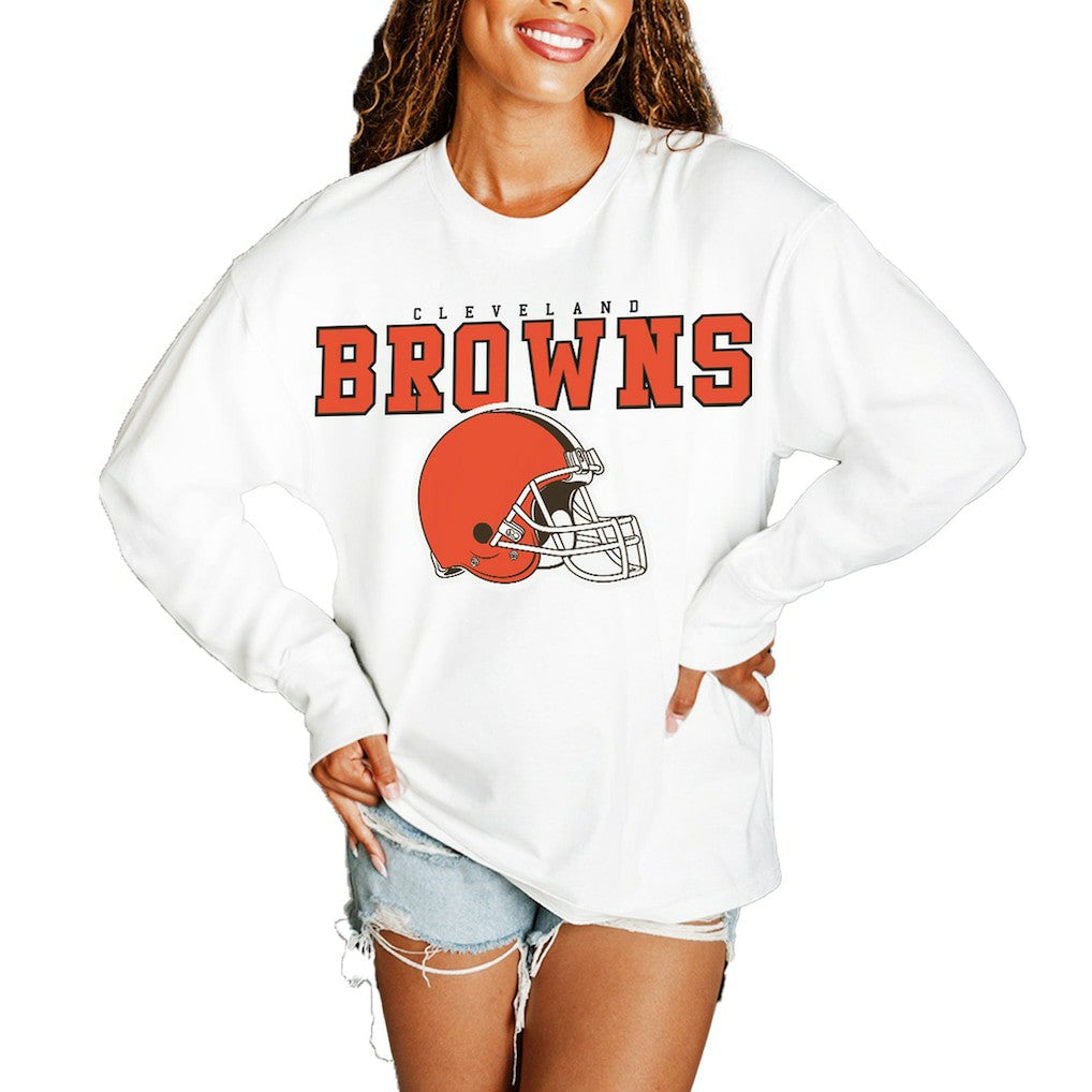 Gameday Couture Women's Big Goals Oversized Long Sleeve T-Shirt - Cleveland Browns