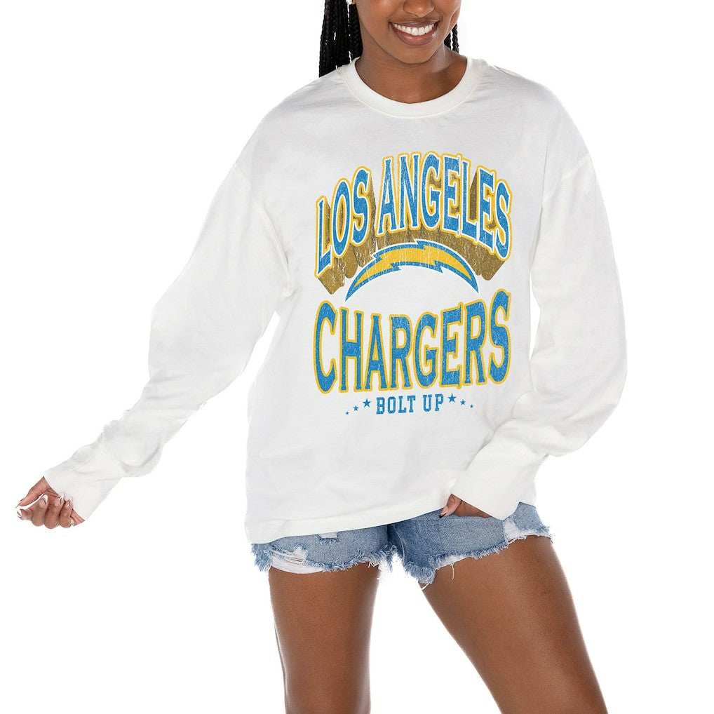 Gameday Couture Women's Time Out Oversized Long Sleeve T-Shirt - Los Angeles Chargers