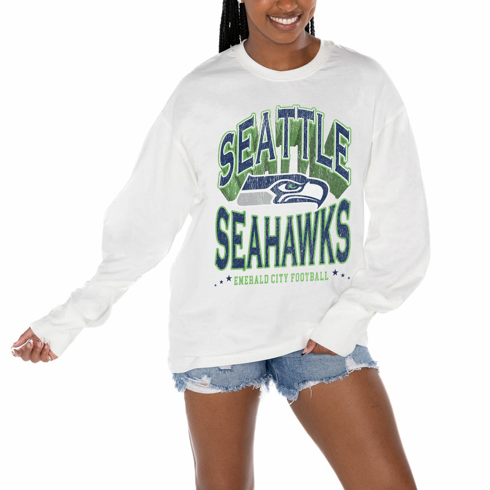 Gameday Couture Women's Time Out Oversized Long Sleeve T-Shirt - Seattle Seahawks