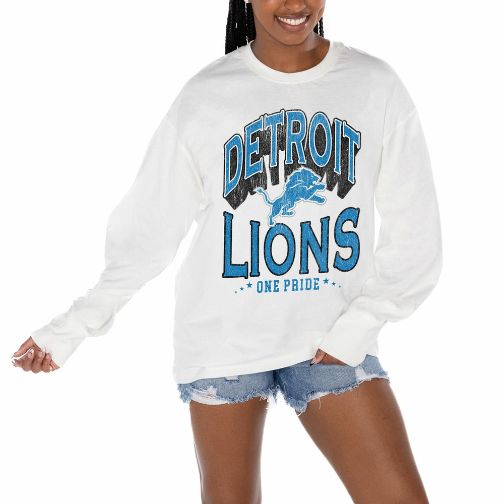Gameday Couture Women's Time Out Oversized Long Sleeve T-Shirt - Detroit Lions