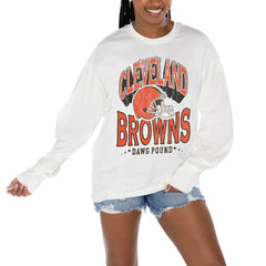Gameday Couture Women's Time Out Oversized Long Sleeve T-Shirt - Cleveland Browns