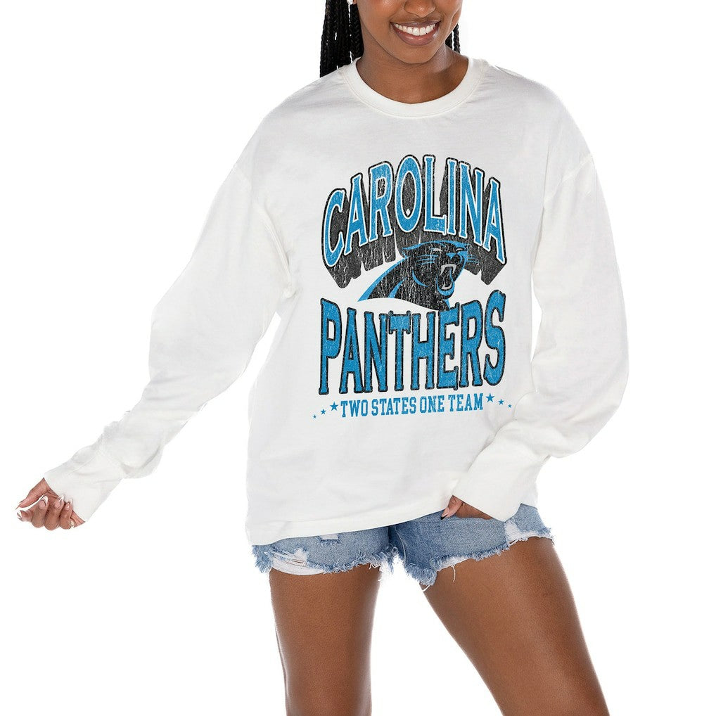 Gameday Couture Women's Time Out Oversized Long Sleeve T-Shirt - Carolina Panthers