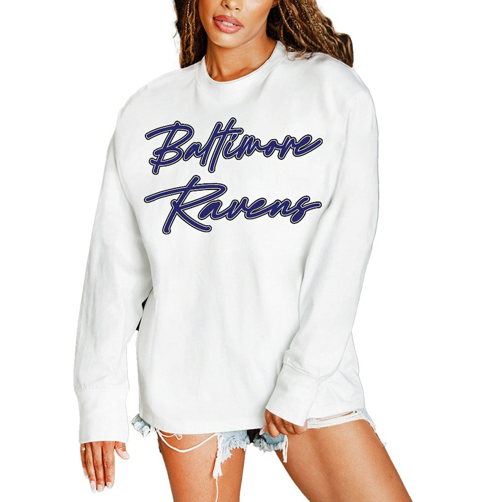 Gameday Couture Women's Classic Comeback Oversized Long Sleeve T-Shirt - Baltimore Ravens