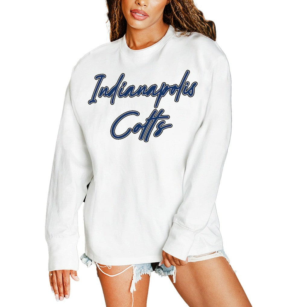 Gameday Couture Women's Classic Comeback Oversized Long Sleeve T-Shirt - Indianapolis Colts