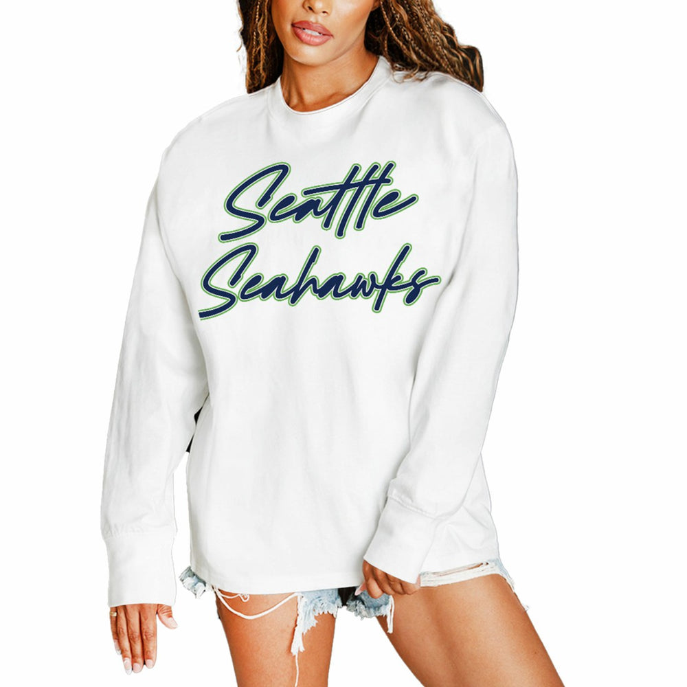Gameday Couture Women's Classic Comeback Oversized Long Sleeve T-Shirt - Seattle Seahawks