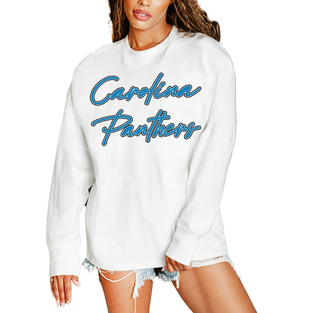 Gameday Couture Women's Classic Comeback Oversized Long Sleeve T-Shirt - Carolina Panthers